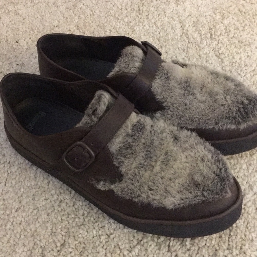 Camper faux fur platform loafers